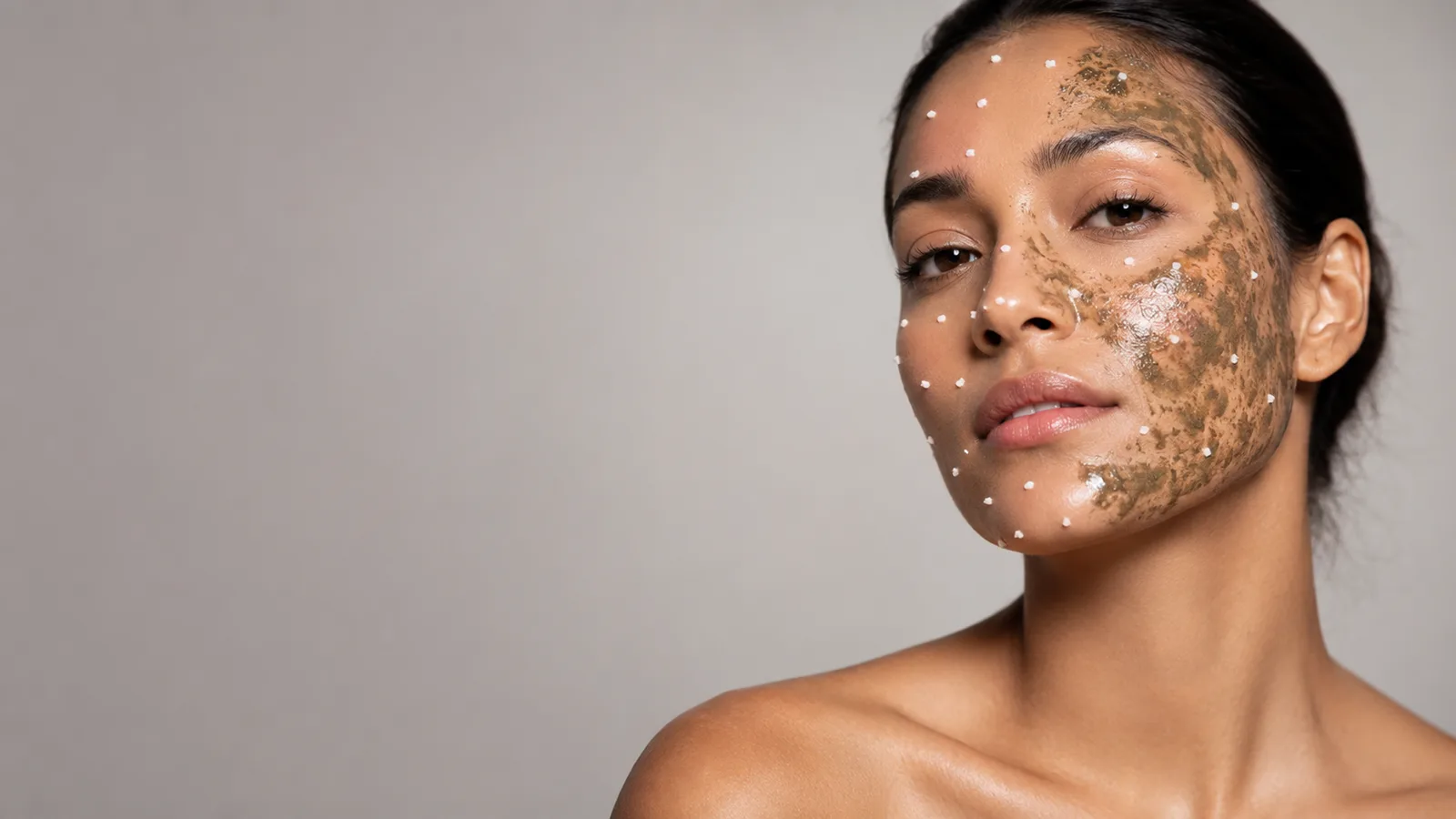 Close detail of the spicule cream across the skin