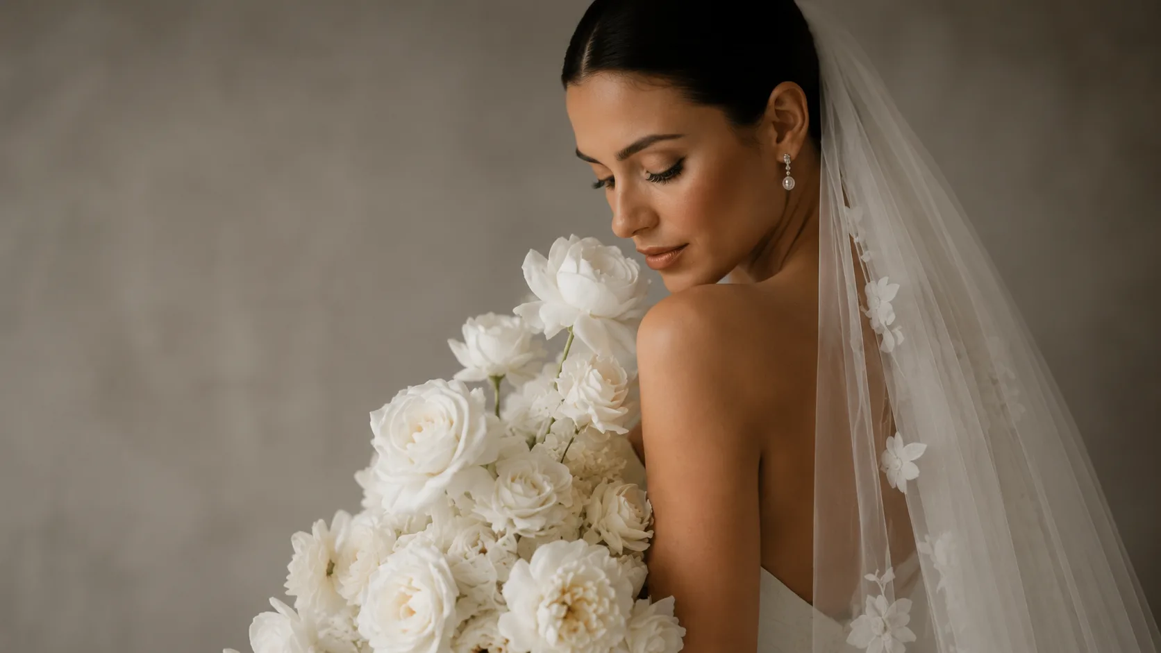 Bridal editorial imagery — a bouquet of white flowers
