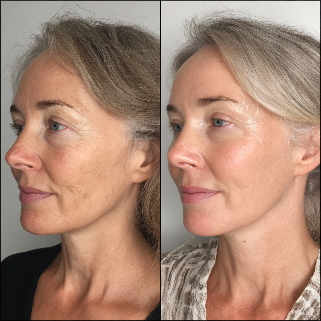 Before and after sun damage treatment illustration
