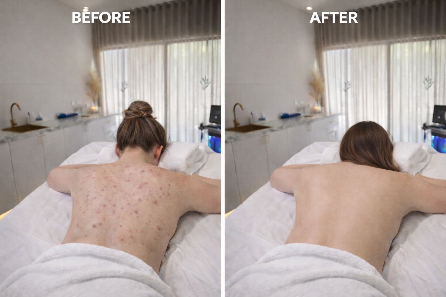 Before and after DEKA laser pigmentation treatment at Eternity Laser Dural &mdash; sunspots cleared